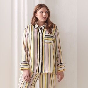 Addition Elle Satin Multicolor Striped Pajama Set | Size 1X/2X